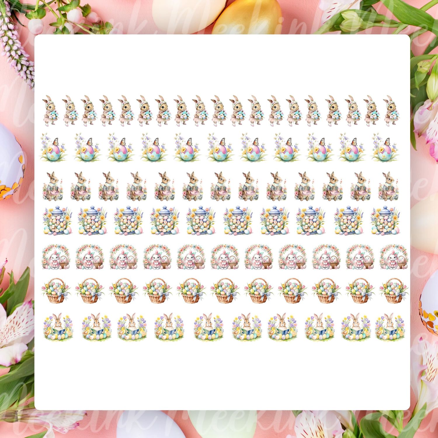 Easter Hair Bow Sheet Design 3 A4 Themed Sheet DTF Decal