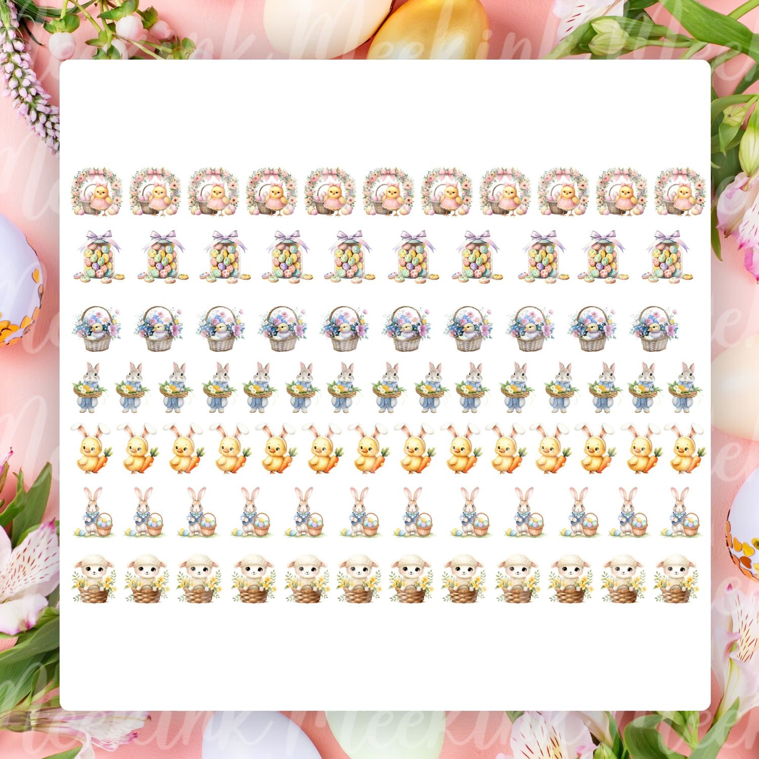 Easter Hair Bow Sheet Design 2 A4 Themed Sheet DTF Decal
