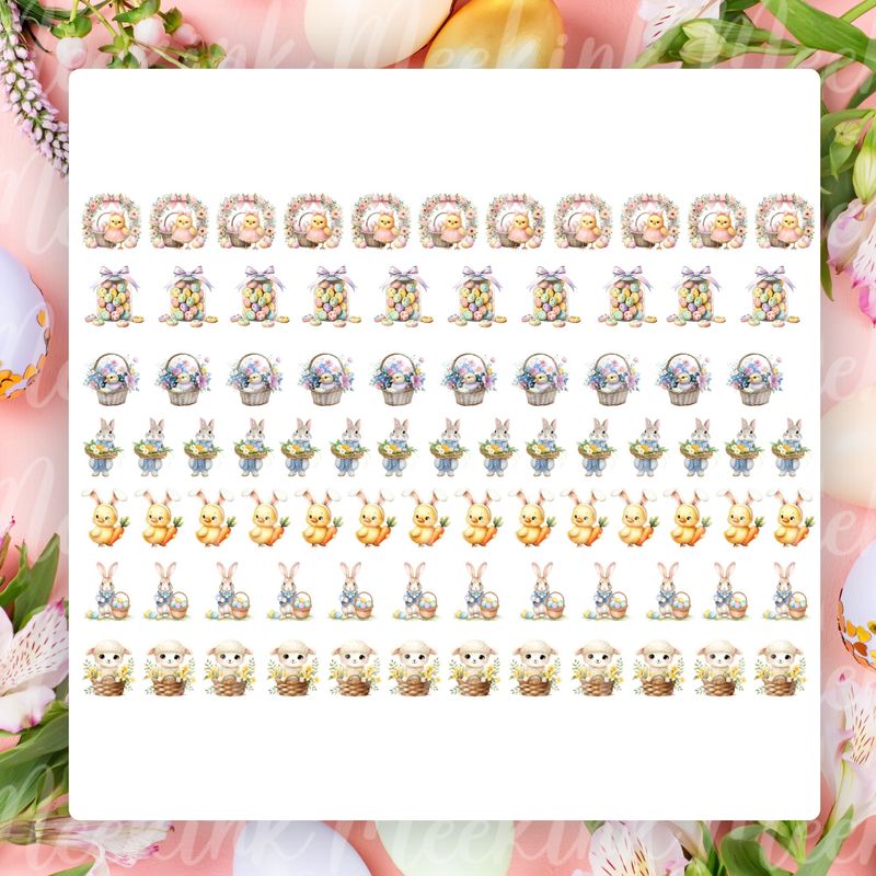 Easter Hair Bow Sheet Design 2 A4 Themed Sheet DTF Decal