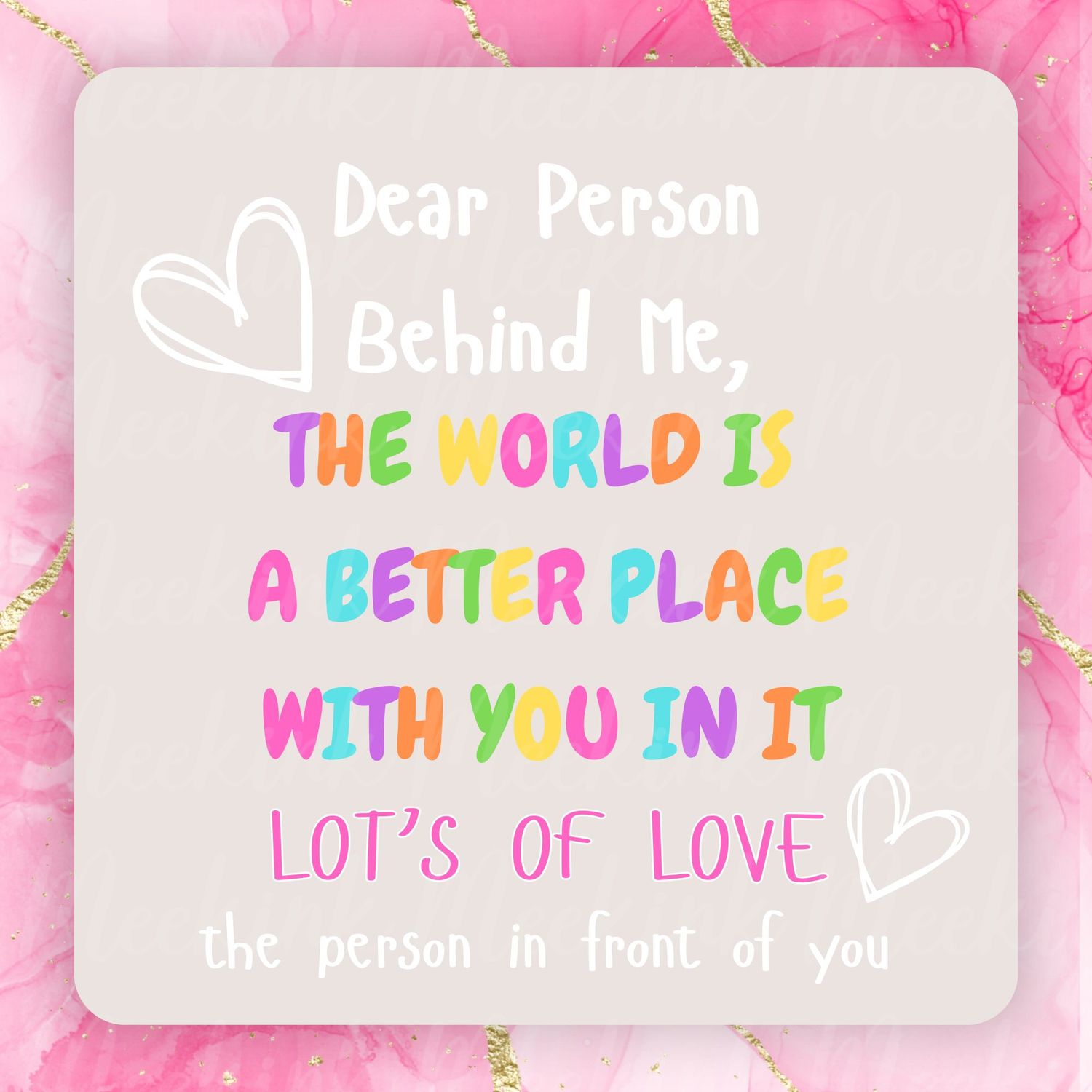 Dear Person Behind Me PNG Digital Design