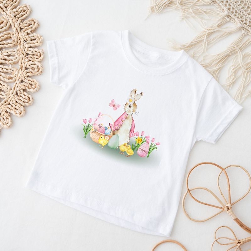 Pink Bunny Easter Garden UVDTF or DTF Decal