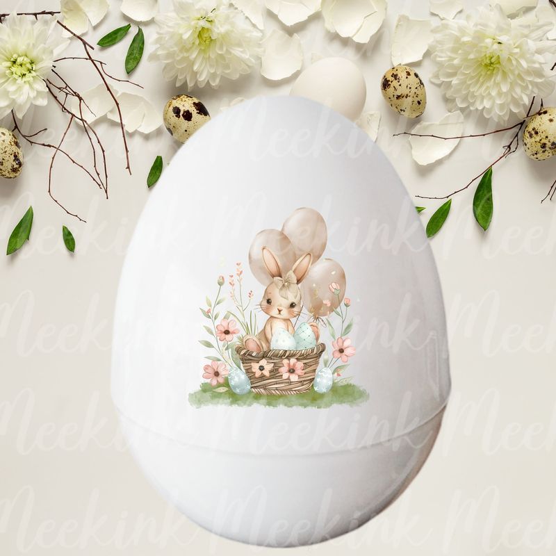 Easter Neutral Bow Bunny Basket UVDTF or DTF Decal