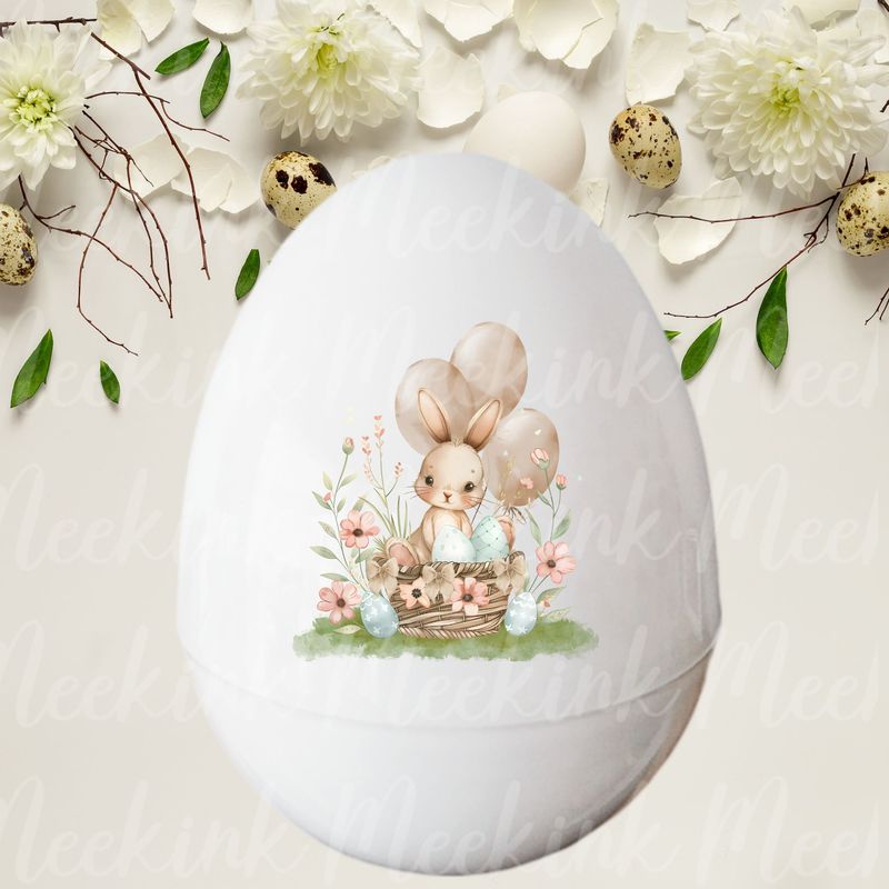 Easter Neutral Bunny Basket UVDTF or DTF Decal