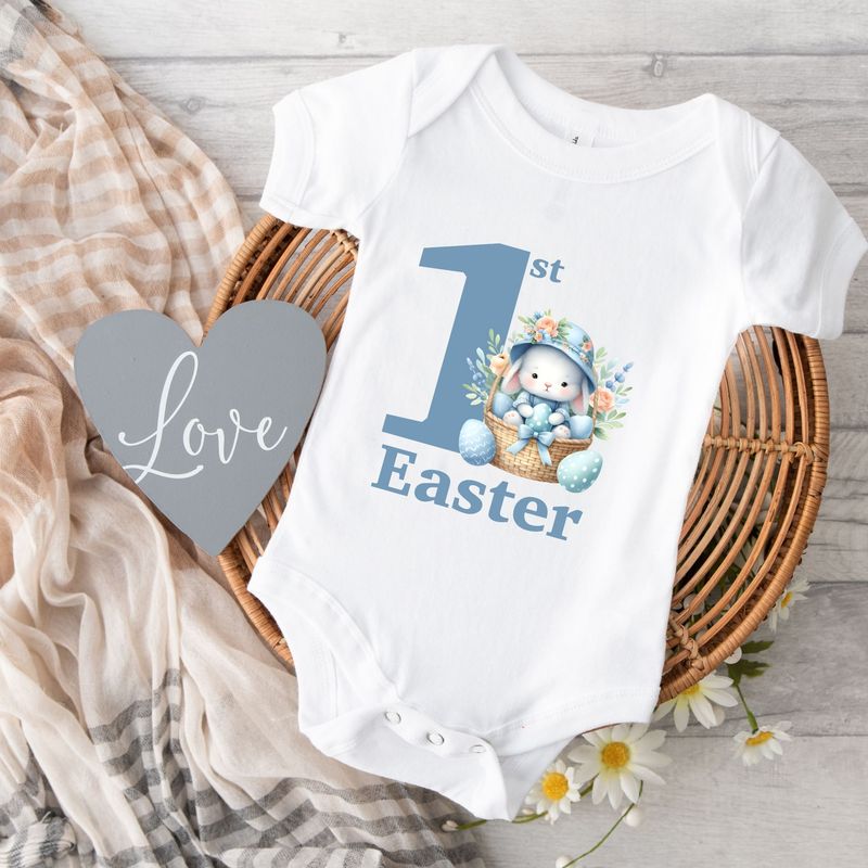 1st Easter Bunny Blue UVDTF or DTF Decal