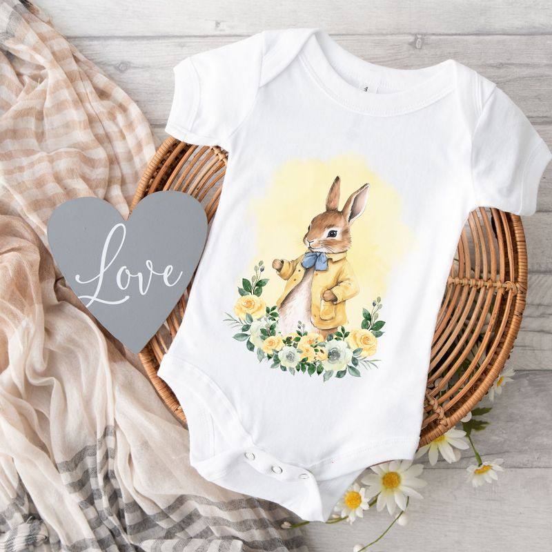 Floral Summer Yellow Mist Bunny UVDTF or DTF Decal