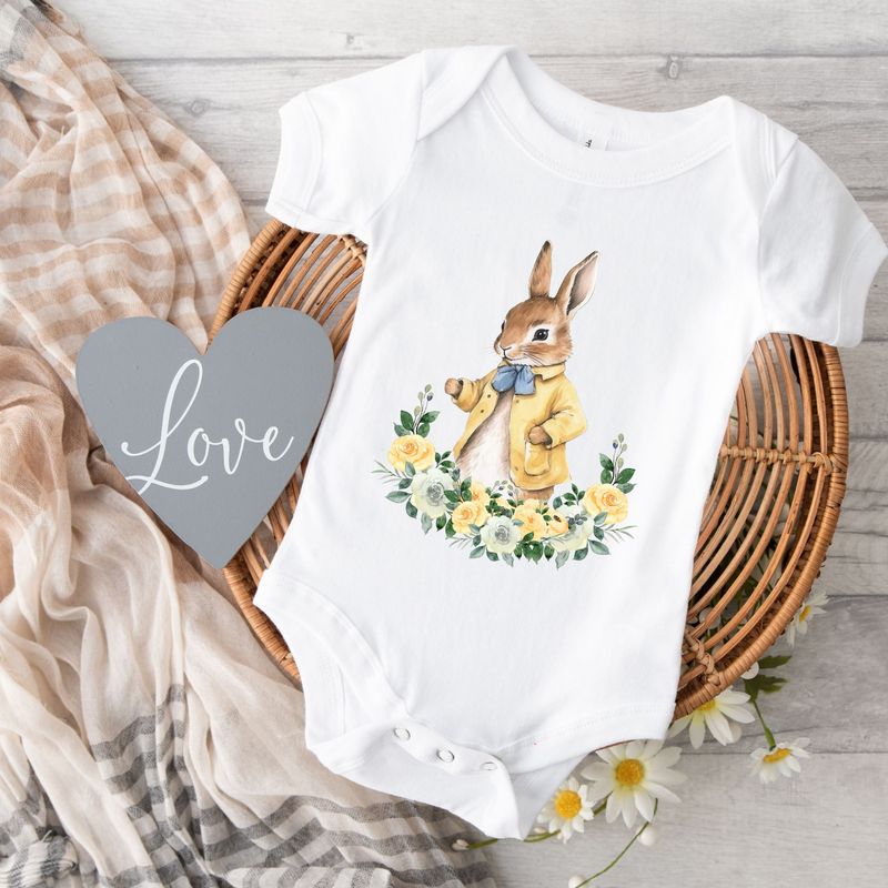 Floral Summer Yellow Bunny Design 2 UVDTF or DTF Decal