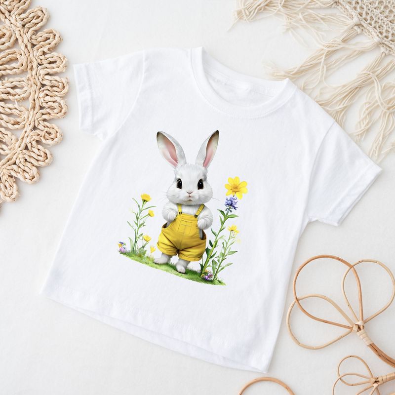 Yellow Dungaree White Bunny UVDTF or DTF Decal