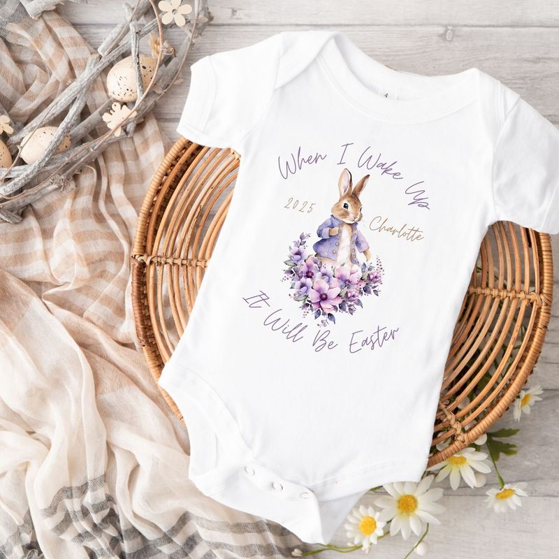 Violet Easter Bunny Personalised Baby Grow DTF Print Design 2