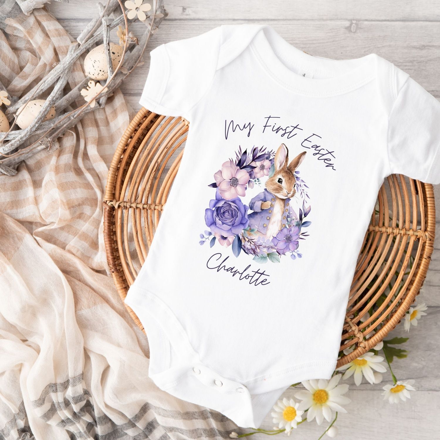 Violet Easter Bunny Personalised My First Easter DTF Print Design 1