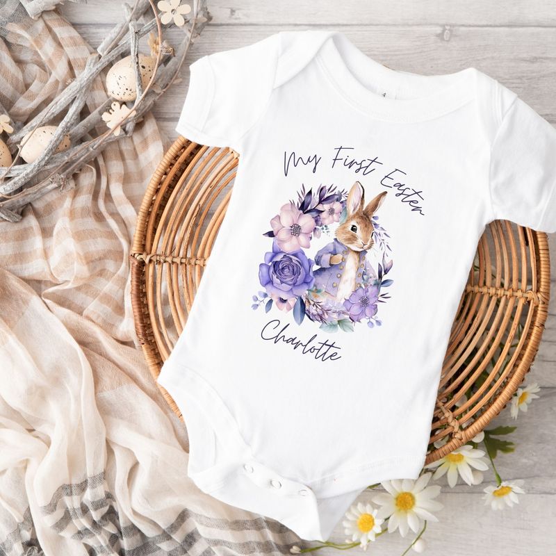 Violet Easter Bunny Personalised My First Easter DTF Print Design 1