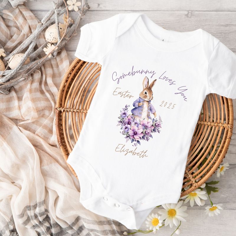 Violet Easter Bunny Personalised Somebunny Loves You DTF Print Design 2