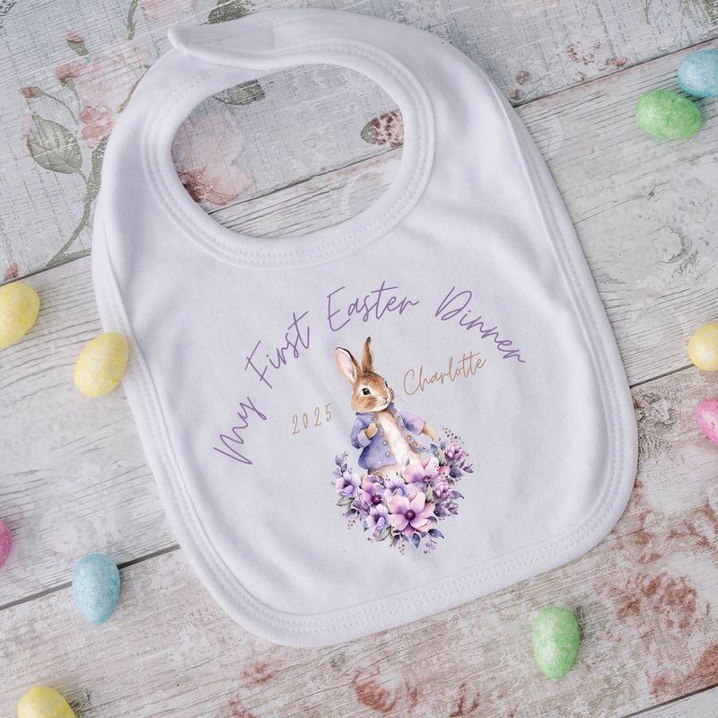 Violet Easter Bunny Personalised Bib DTF Print
