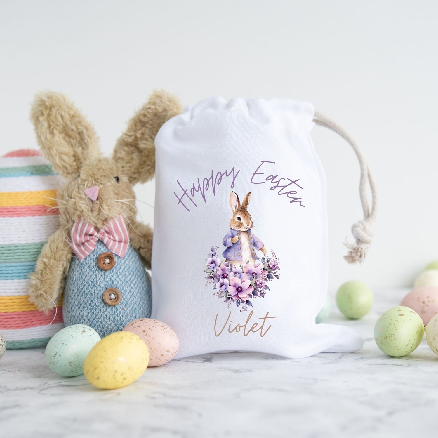 Violet Easter Bunny Personalised Happy Easter DTF Print