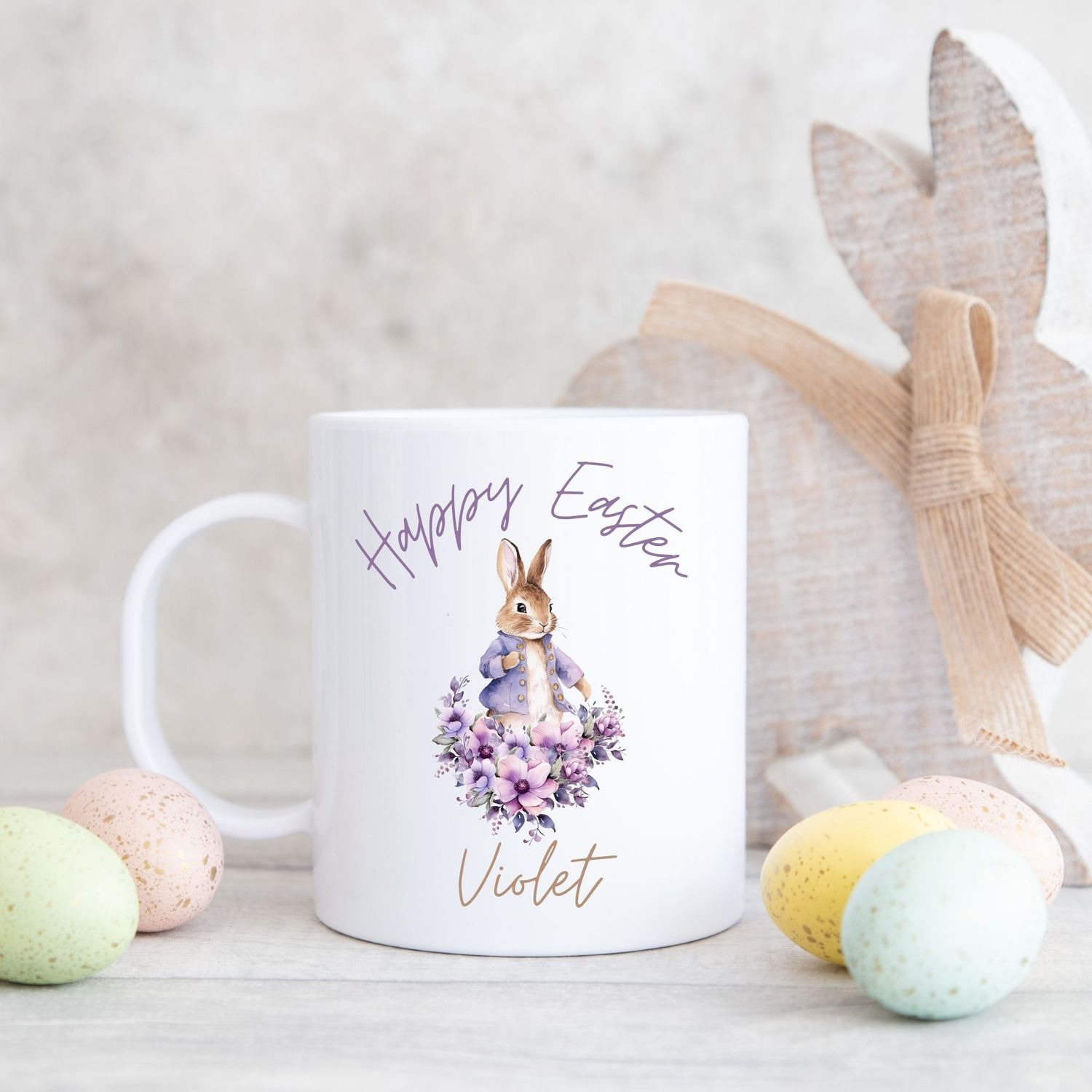 Violet Easter Bunny Personalised Happy Easter UVDTF Print