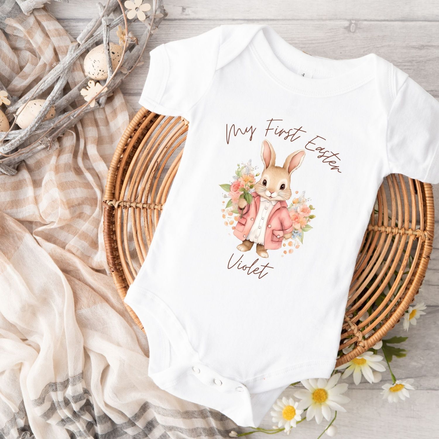 My First Easter Pink Rabbit Design 2 DTF decal