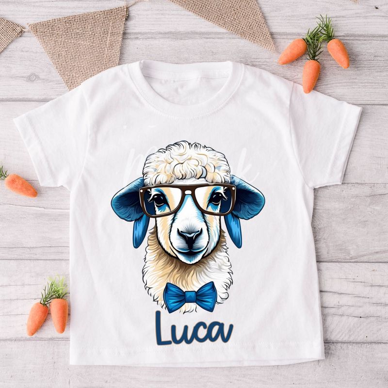 Faux Embroidery Effect Blue Lamb Personalised DTF Decal