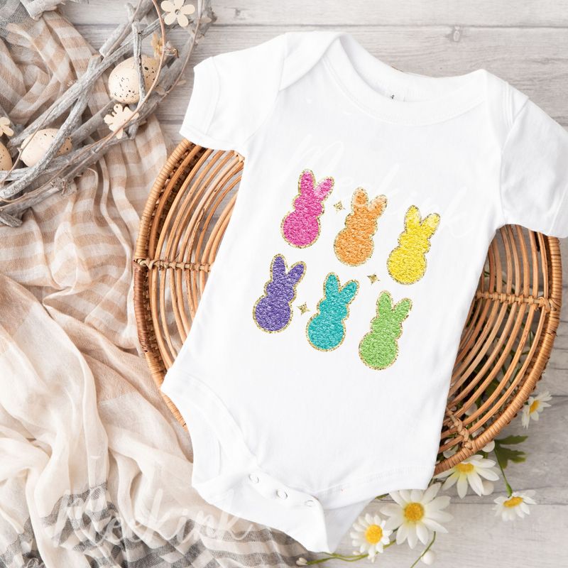 Faux Glitter Effect Easter Colourful Peeps DTF Decal