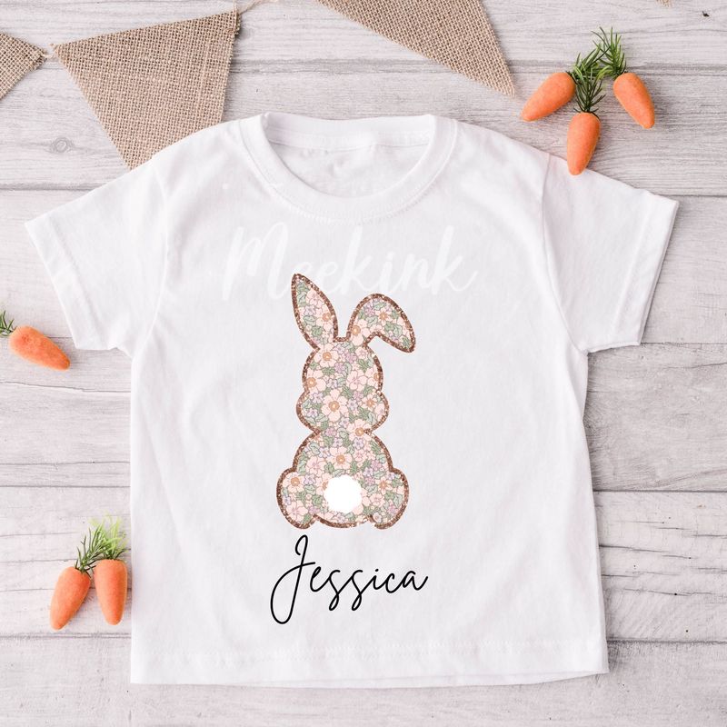 Faux Glitter Outline Effect Easter Peep Bunny Tail Personalised DTF Decal
