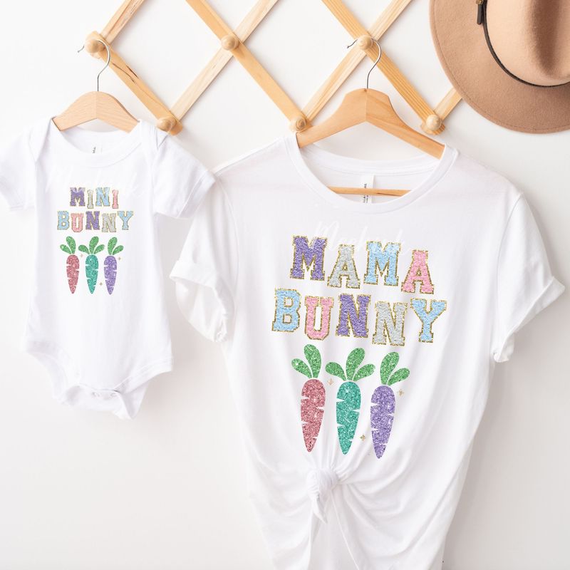 Faux Effect Glitter Mama &amp; Mini Carrot DTF Decal