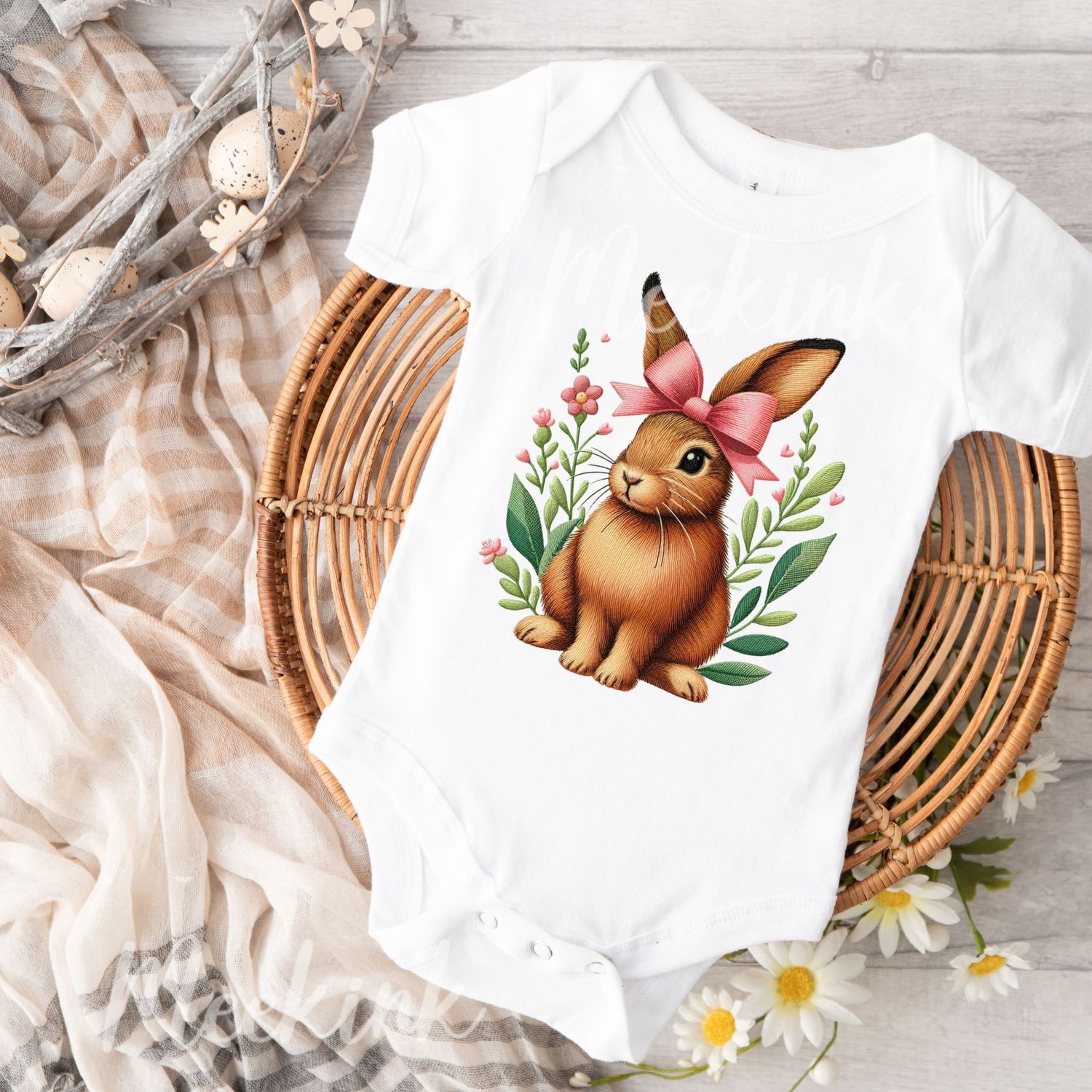 Faux Embroidery Effect Bunny Patch 3 DTF Decal