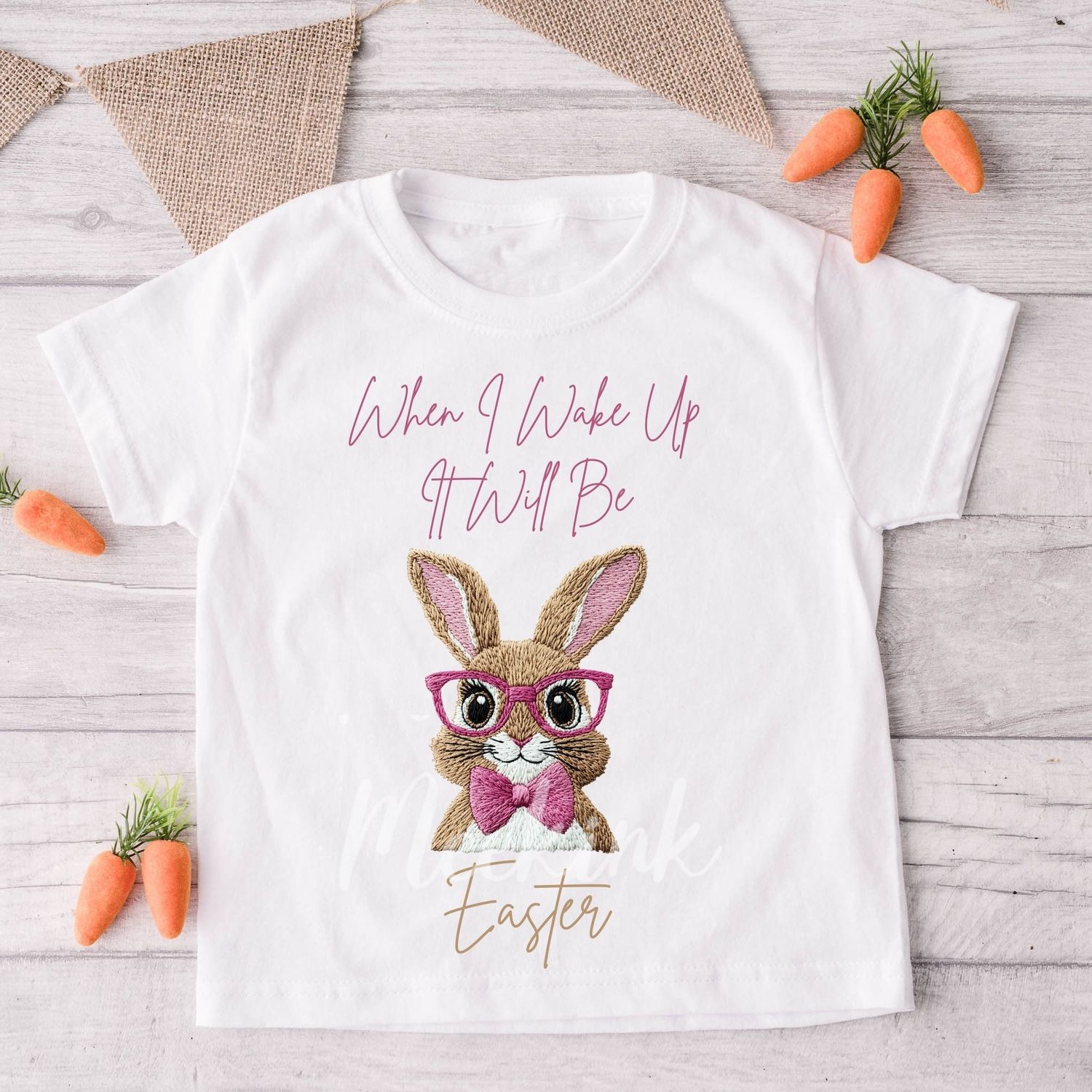 Faux Embroidery Effect When I Wake Up Pink Personalised DTF Decal