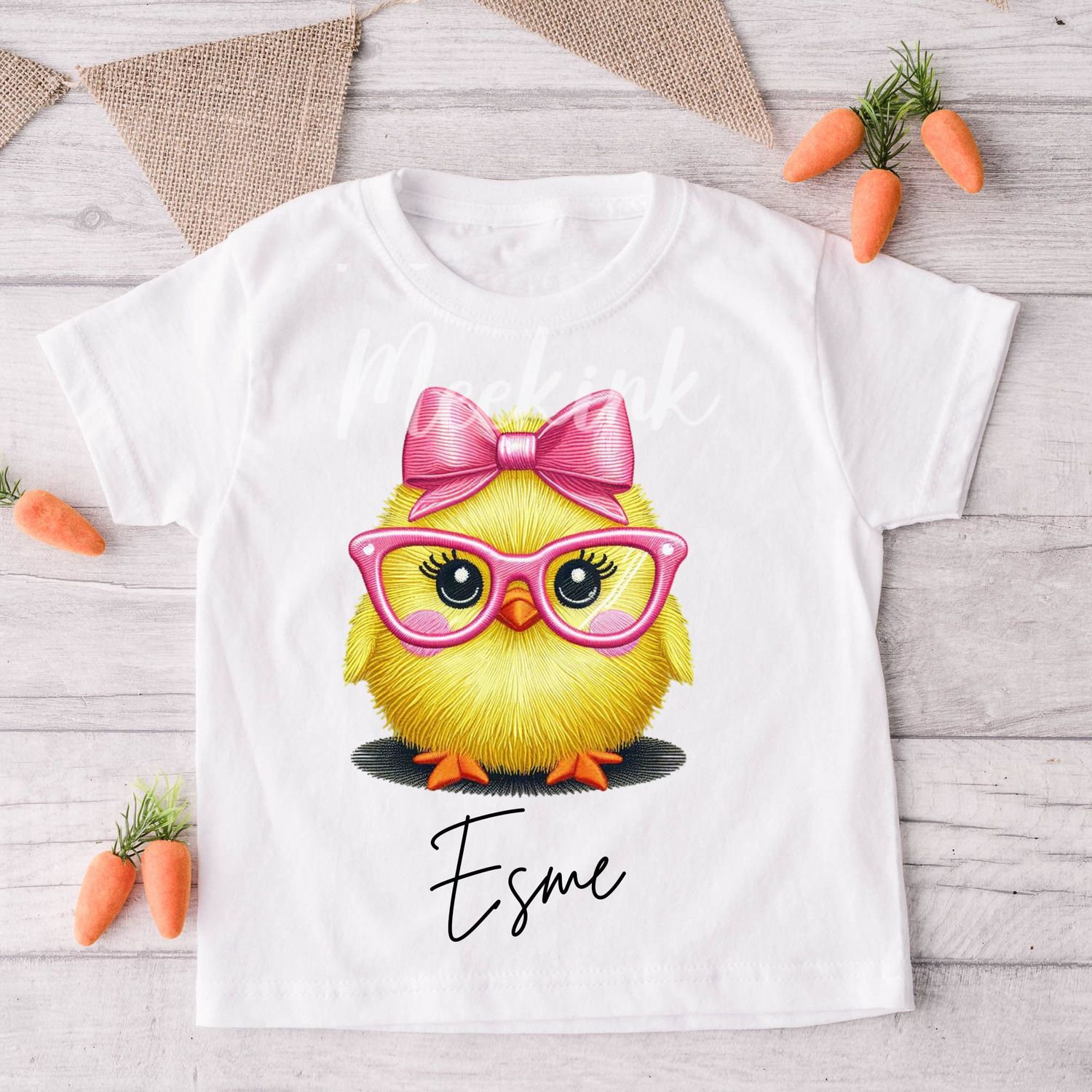 Faux Embroidery Effect Chick Personalised Design 2 DTF Decal