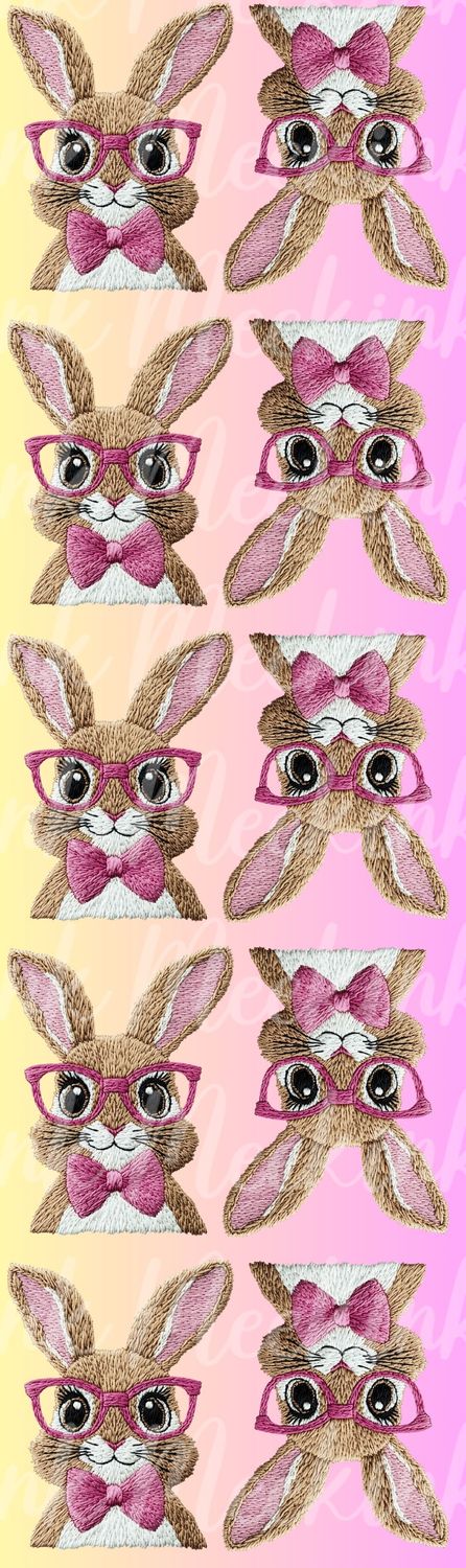 1 Meter Faux Embroidery Effect Pink Rabbit DTF Decal