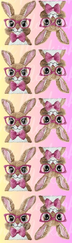 1 Meter Faux Embroidery Effect Pink Rabbit DTF Decal