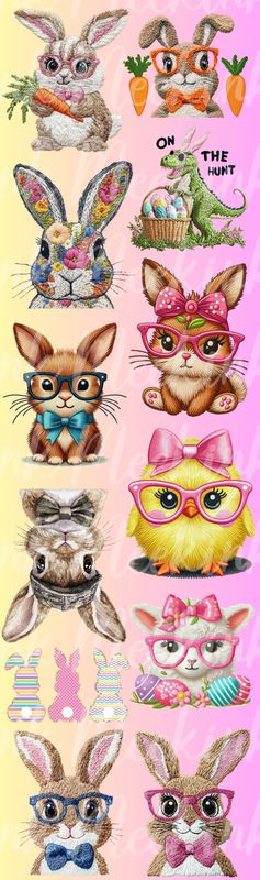1 Meter Mixed Faux Embroidery Effect Patch Mixed Easter DTF Decal