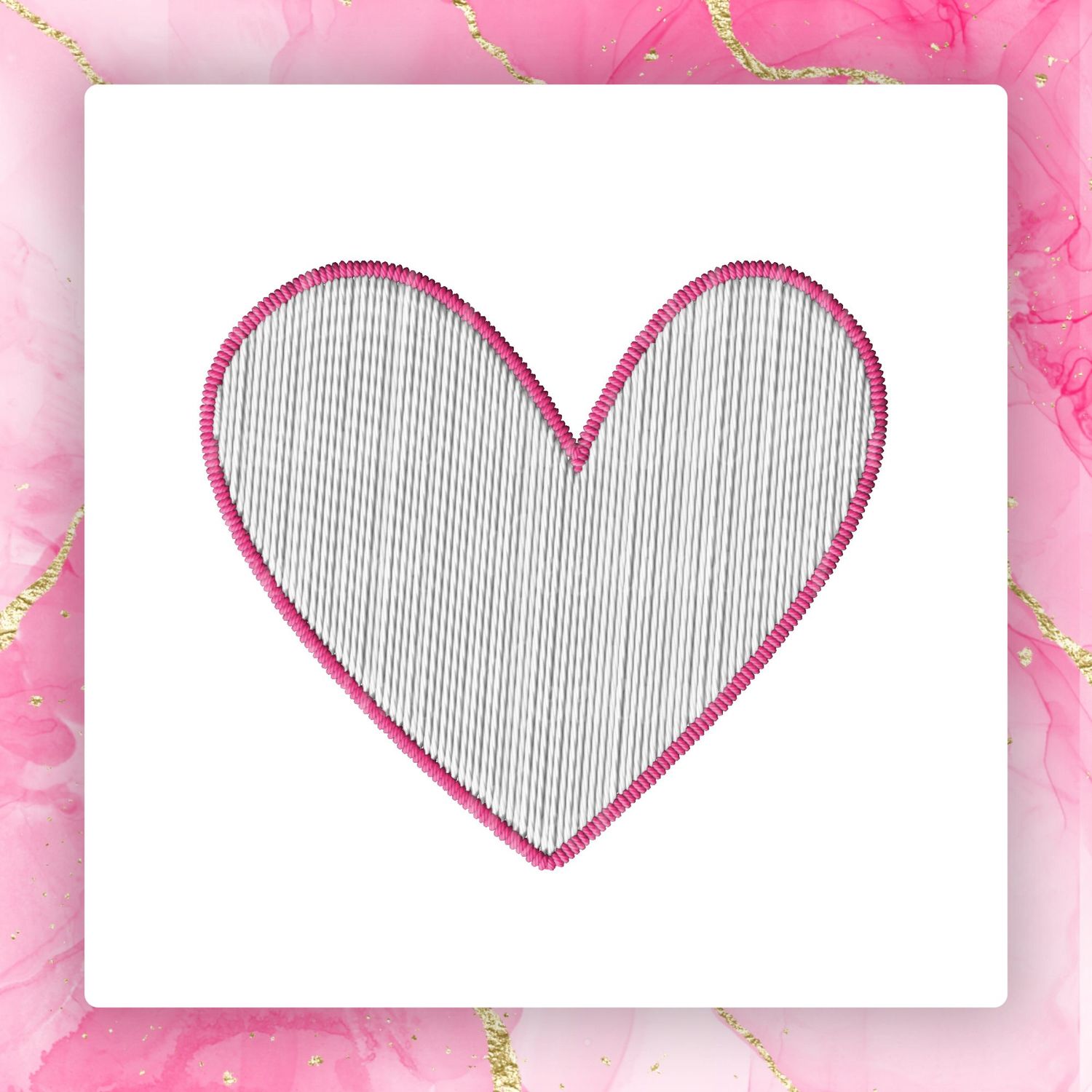 Faux Embroidery Effect Grey/Pink Heart DTF Decal