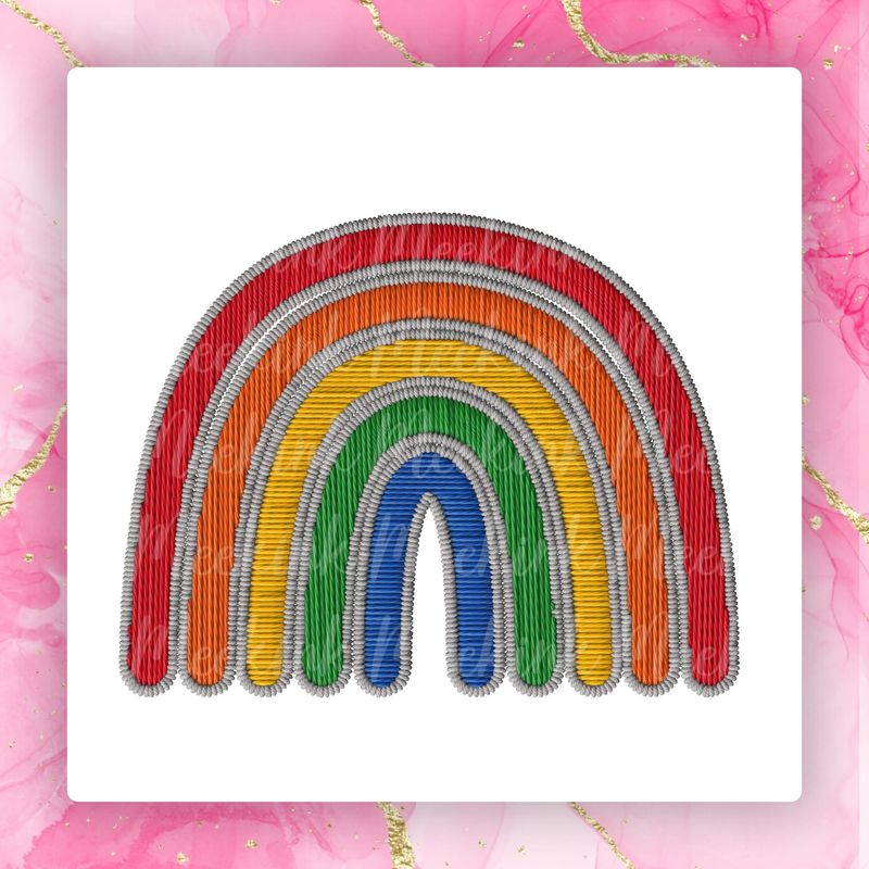 Faux Embroidery Effect Rainbow Decal