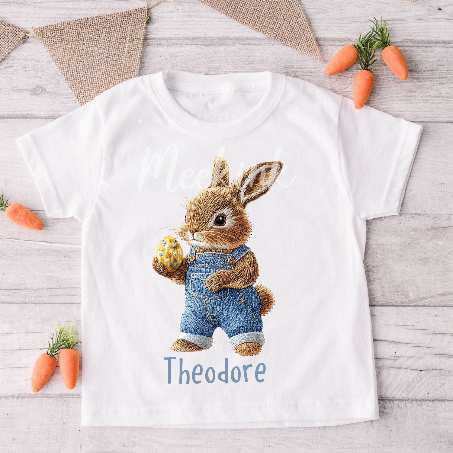 Faux Embroidery Effect Theodore Rabbit Personalised DTF Decal