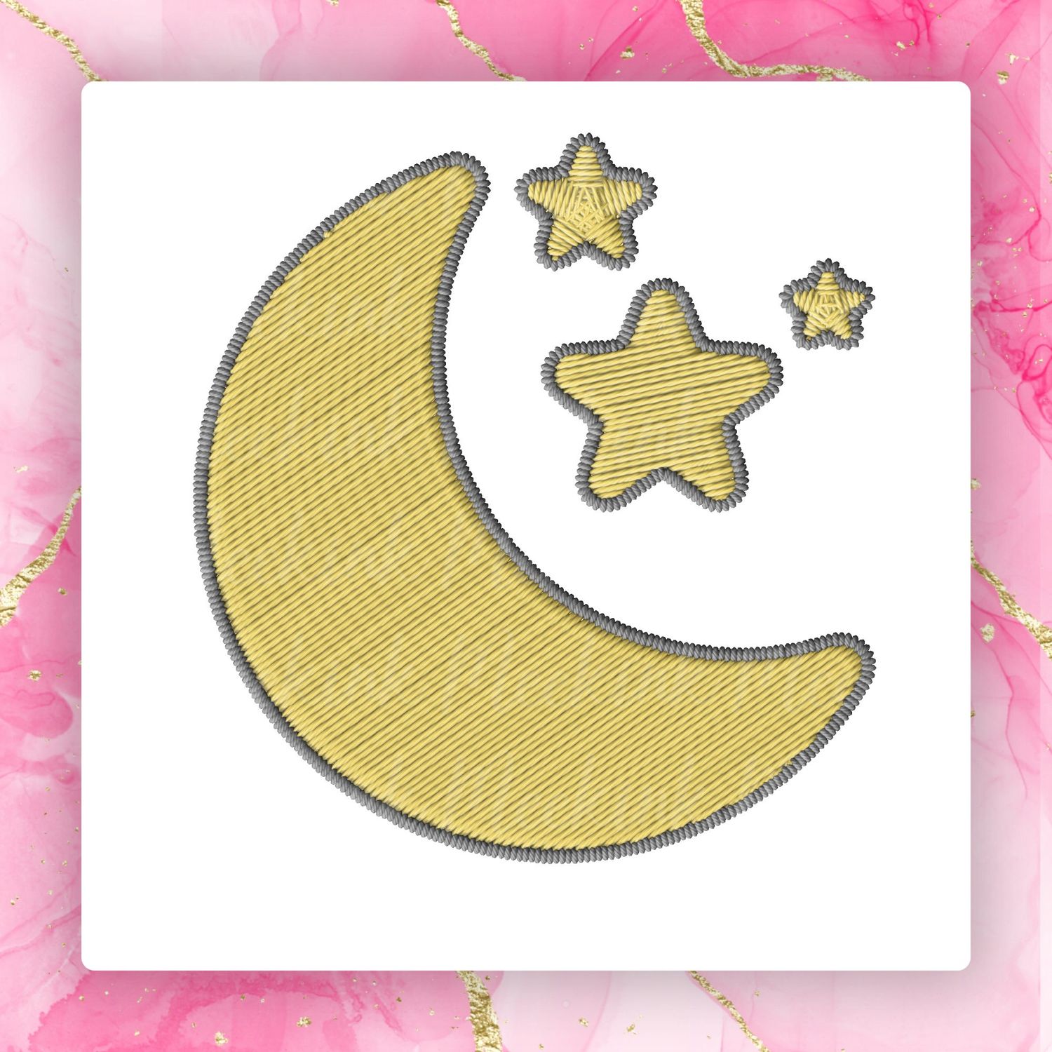 Faux Embroidery Effect Star &amp; Moon DTF Decal