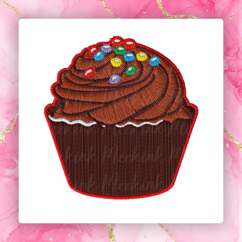 Faux Embroidery Effect Choccy Cup Cake DTF Decal