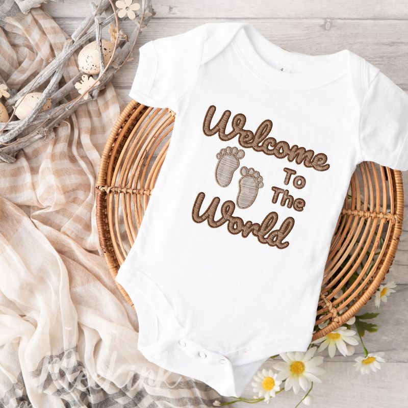Faux Embroidery Effect Welcome Neutral DTF Decal