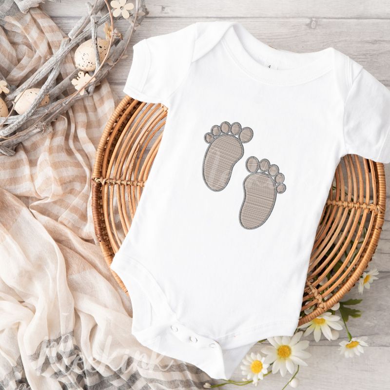 Faux Embroidery Effect Baby Feet DTF Decal