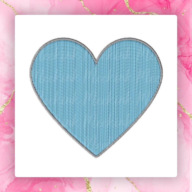 Faux Embroidery Effect Baby Blue Heart DTF Decal