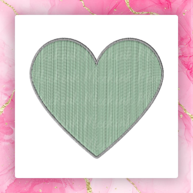 Faux Embroidery Effect Mint Heart DTF Decal