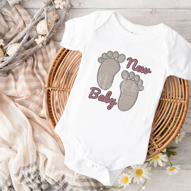 Faux Embroidery Effect New Baby Pink DTF Decal