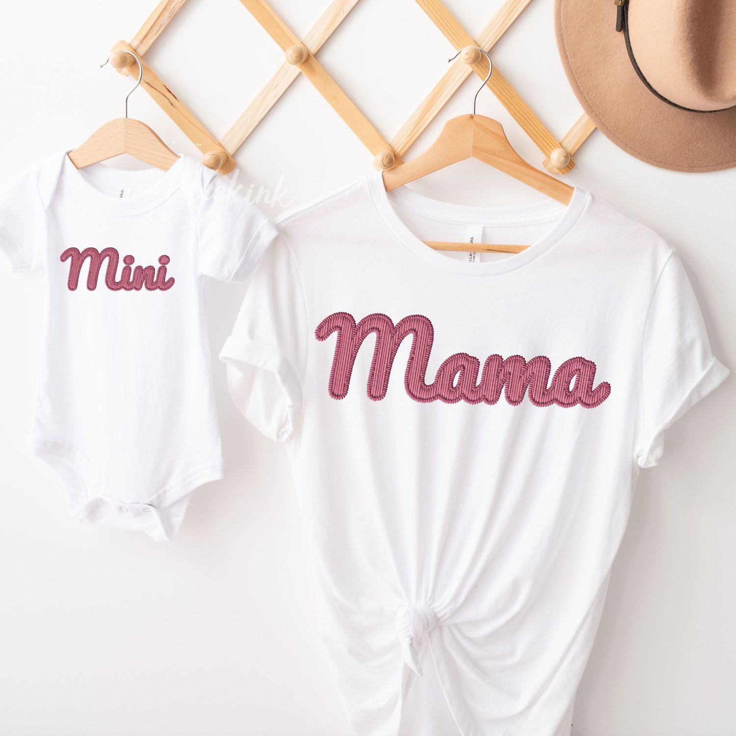 Faux Effect Mama &amp; Mini Pinkish DTF Decal