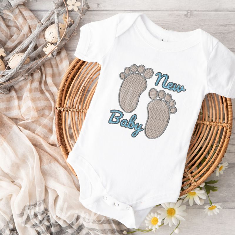 Faux Embroidery Effect New Baby Blue DTF Decal