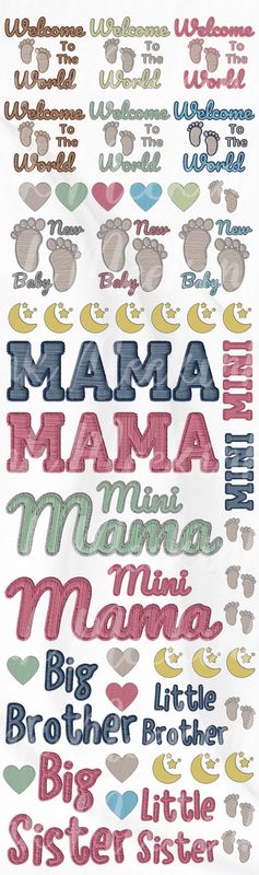 1 Meter ULTIMATE Mixed Faux Embroidery Effect New Baby DTF Decal
