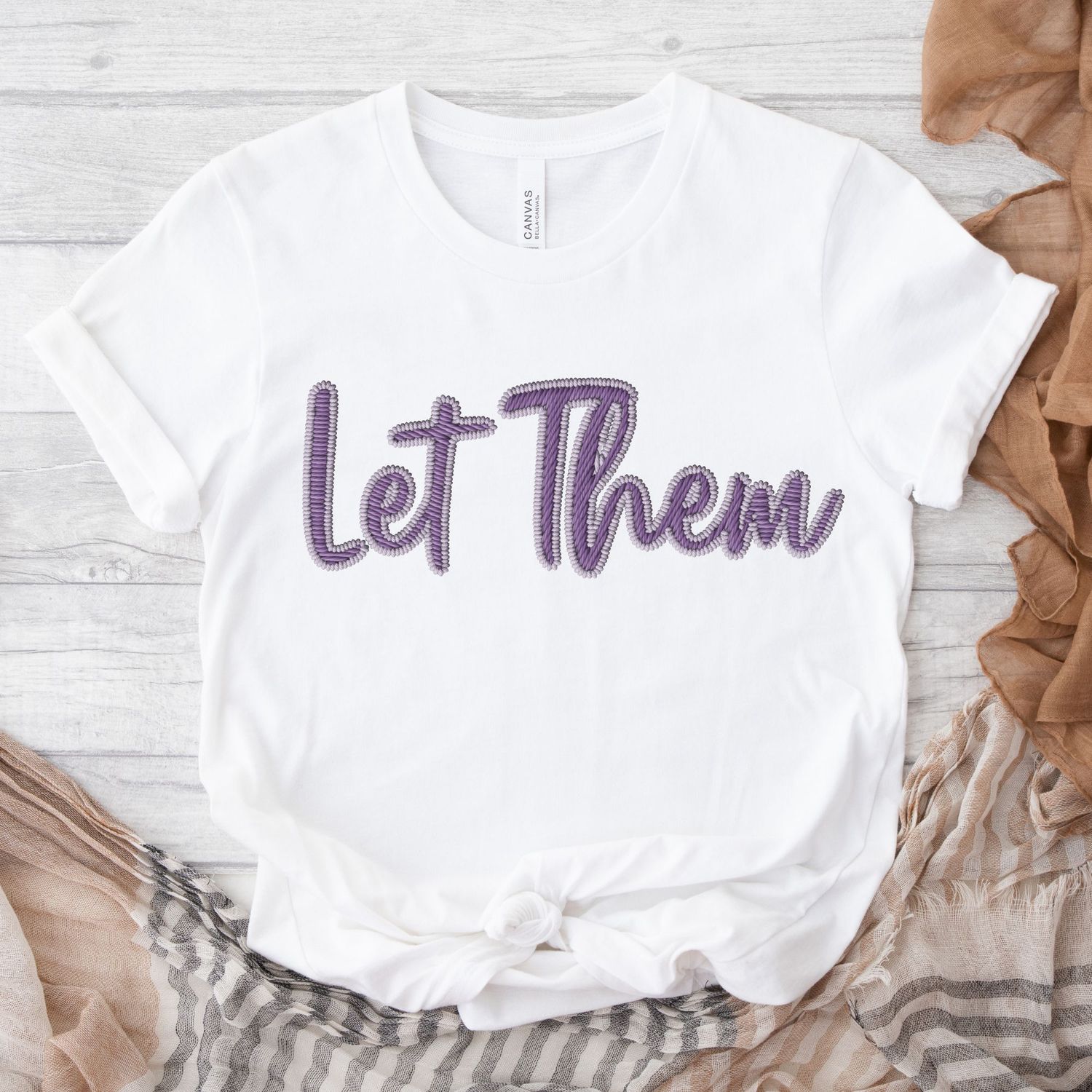 Faux Embroidery Effect Let Them Lilac DTF Decal