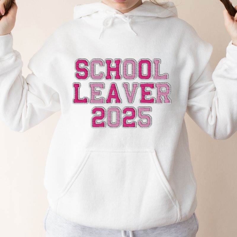 Faux Embroidery Effect School Leaver Pink DTF Decal