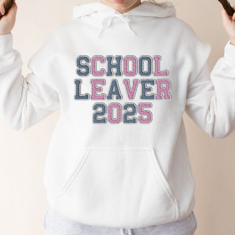 Faux Embroidery Effect School Leaver Pink &amp; Blue DTF Decal
