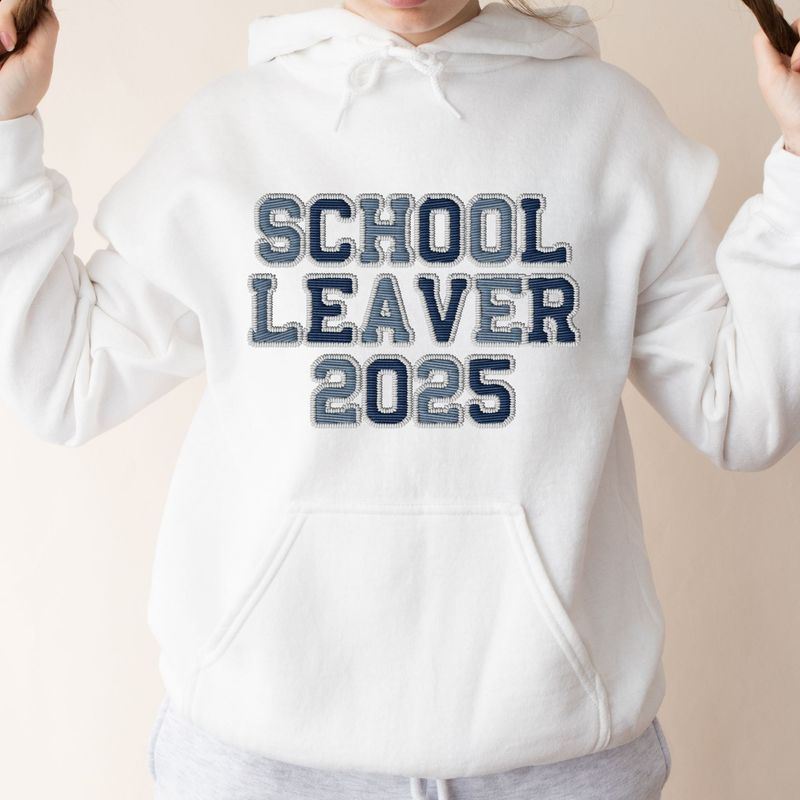 Faux Embroidery Effect School Leaver Blue DTF Decal