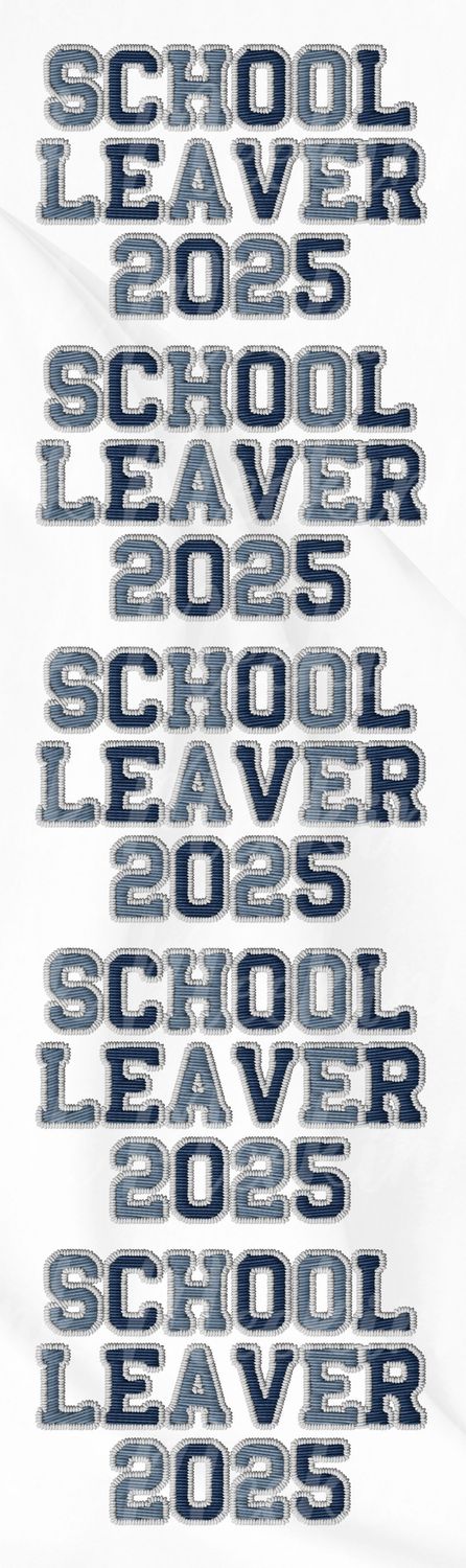 1 Meter School Leavers Blue Faux Embroidery Effect DTF Decals