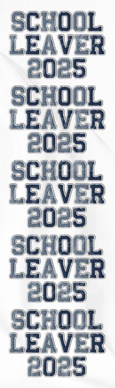 1 Meter School Leavers Blue Faux Embroidery Effect DTF Decals