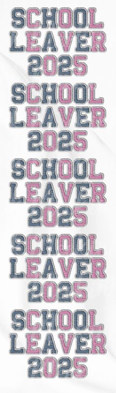 1 Meter School Leavers Pink &amp; Blue Faux Embroidery Effect DTF Decals