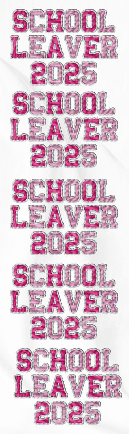 1 Meter School Leavers Pink Faux Embroidery Effect DTF Decals